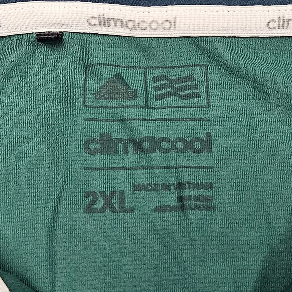 Adidas Polo Shirt Mens 2XL Green Climacool Short Sleeve‎ Golf Athletic Sporty